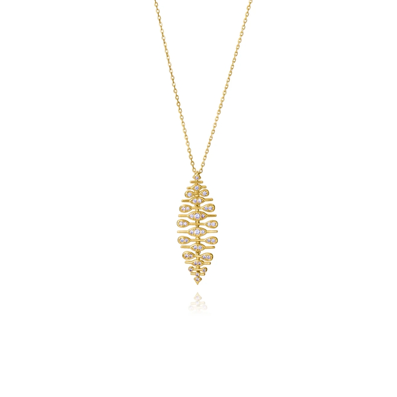 Collar Viceroy Plata Baño Oro y Circonitas Hoja 2355C100-30