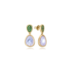 Pendientes Viceroy Baño Oro Circonitas Verdes y Perla 2364E100-92