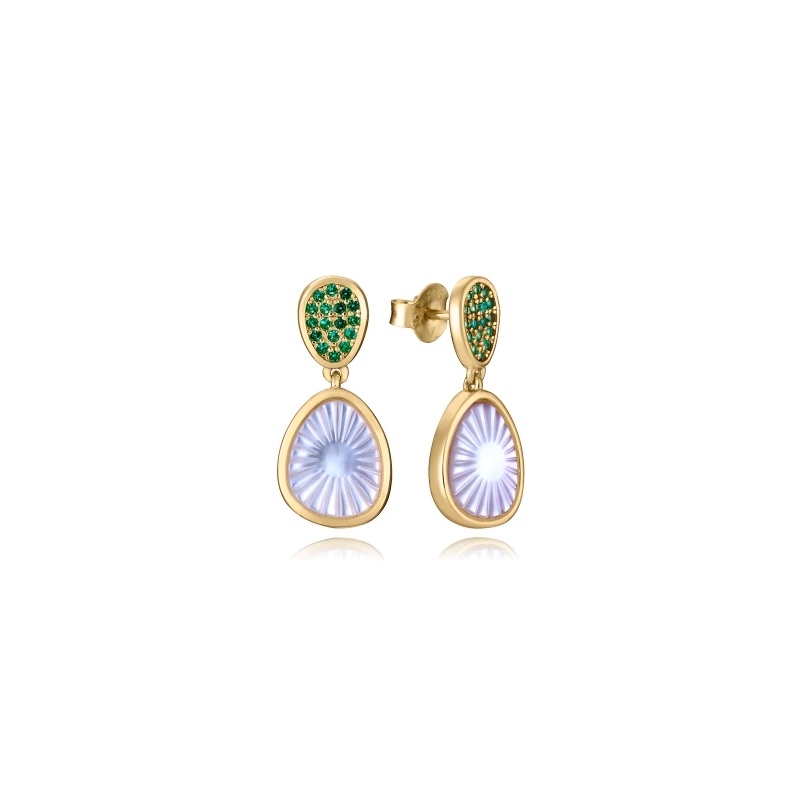 Pendientes Viceroy Baño Oro Circonitas Verdes y Perla 2364E100-92