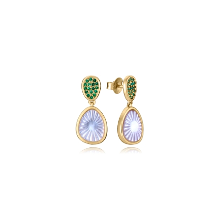 Pendientes Viceroy Baño Oro Circonitas Verdes y Perla 2364E100-92