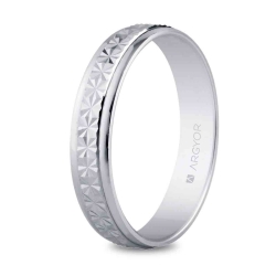 Alianza de boda oro blanco 9k diseño original Argyor 4 mm