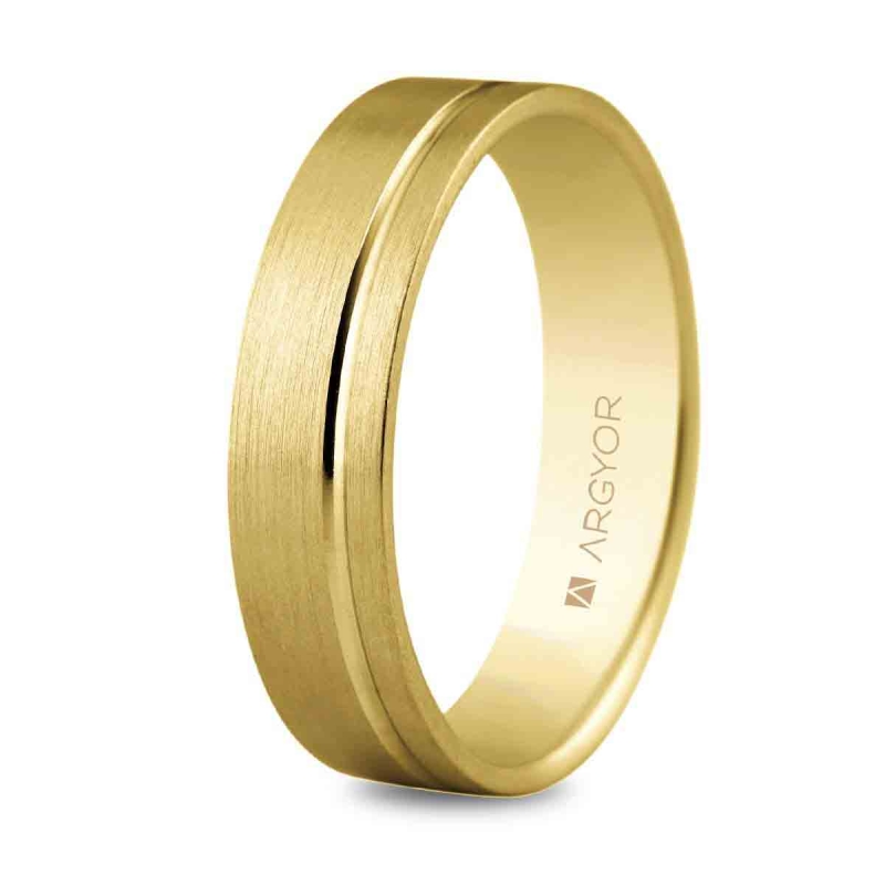 Alianza de boda oro amarillo 9k diseño plano satinado 5 mm