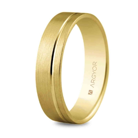 Alianza de boda oro amarillo 9k diseño plano satinado 5 mm