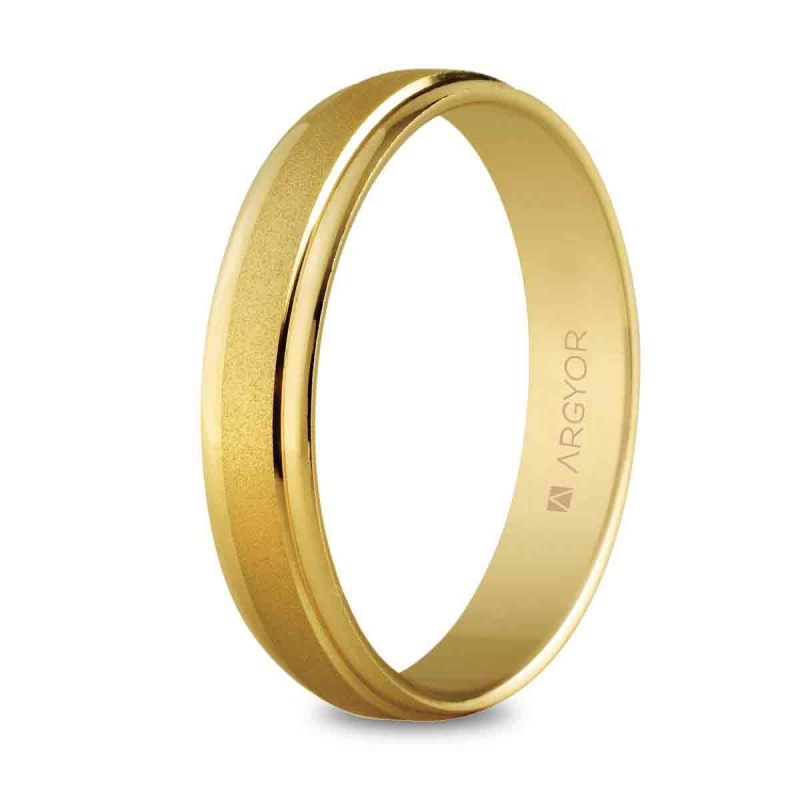 Alianza de boda oro amarillo 9k mate y brillo 4 mm