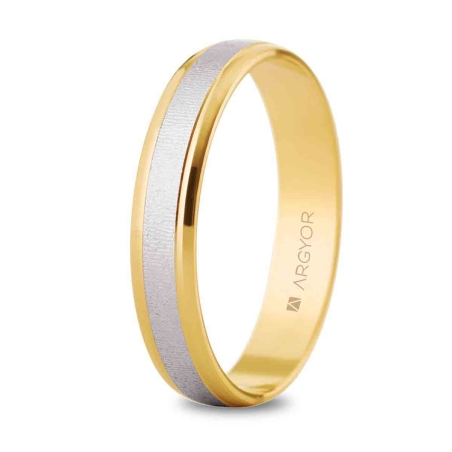 Alianza de boda oro bicolor 9k Argyor mate y brillo 4 mm