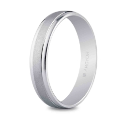 Alianza de boda oro blanco 9k mate central y brillo lateral 4 mm