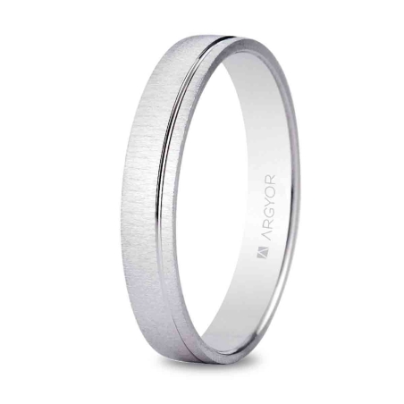 Alianza de boda oro blanco 9k Argyor diseño mate y brillo 3.5 mm