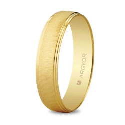 Alianza de boda oro amarillo 9k mate rugoso y bisel brillo 4.5 mm