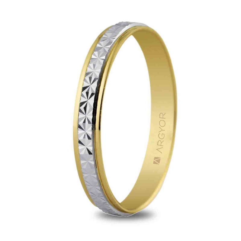 Alianza de boda bicolor oro blanco y amarillo 9k Argyor 3 mm