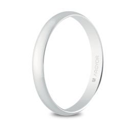 Alianza de boda clásica media caña oro blanco 9k 3 mm