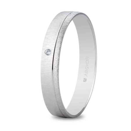 Alianza de boda diamante Argyor oro blanco 9k 3.5 mm