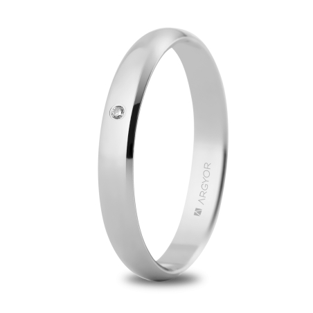 Alianza de boda clásica oro blanco 9k con diamante 3 mm