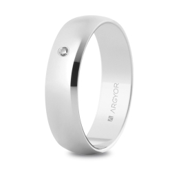 Alianza de boda clásica oro blanco 9k con diamante 5 mm
