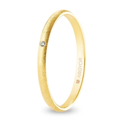 Alianza de boda oro amarillo 9k acabado hielo con diamante 2 mm