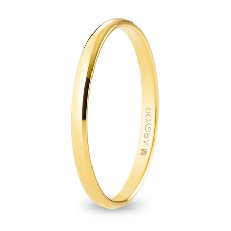 Alianza de boda media caña oro amarillo 9k acabado pulido 2mm