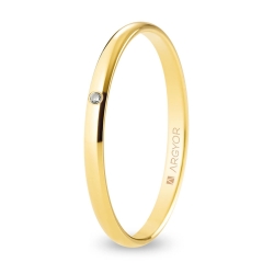 Alianza de boda oro amarillo 9k acabado pulido con diamante 2 mm
