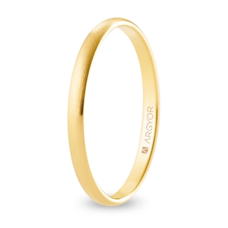 Alianza de boda media caña oro amarillo 9k acabado satinado 2 mm