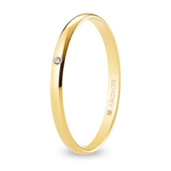 Alianza de boda oro amarillo 9k acabado pulido con diamante interior plano 2 mm