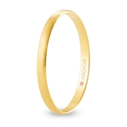 Alianza de boda media caña oro amarillo 9k acabado satinado interior plano 2 mm