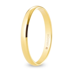 Alianza de boda media caña oro amarillo 9k acabado pulido 2.5 mm