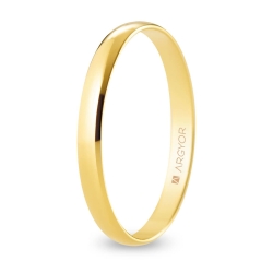 Alianza de boda media caña oro amarillo 18k acabado pulido 2.5 mm