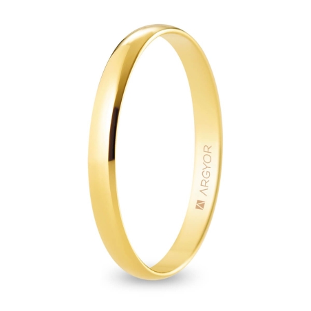 Alianza de boda media caña oro amarillo 18k acabado pulido 2.5 mm