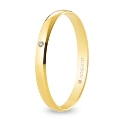 Alianza de boda oro amarillo 9k acabado pulido con diamante 2.5 mm