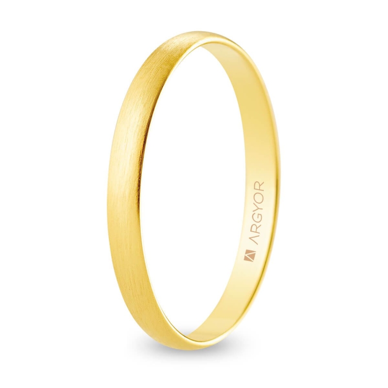 Alianza de boda media caña oro amarillo 9k acabado satinado 2.5mm