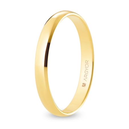 Alianza de boda media caña oro amarillo 9k acabado pulido 3mm