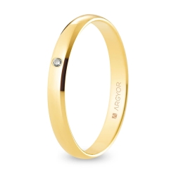 Alianza de boda oro amarillo 9k acabado pulido con diamante 3 mm