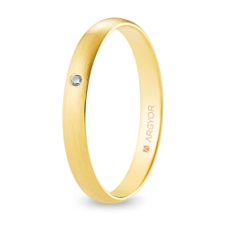 Alianza de boda oro amarillo 9k acabado satinado con diamante 3 mm