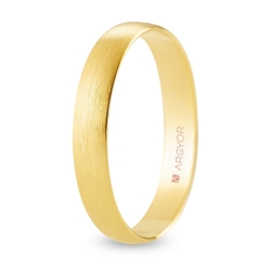 Alianza de boda media caña oro amarillo 9k acabado satinado interior plano 3 mm