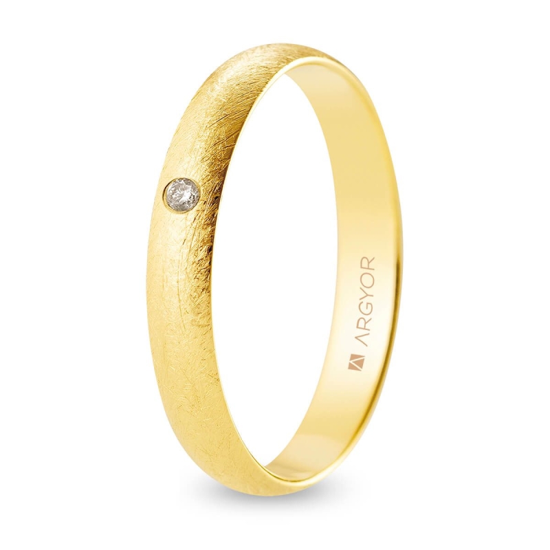 Alianza de boda oro amarillo 9k acabado hielo con diamante 3.5 mm