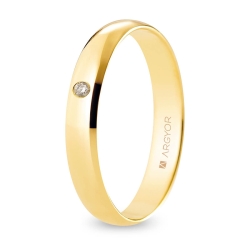 Alianza de boda oro amarillo 9k acabado pulido con diamante 3.5 mm