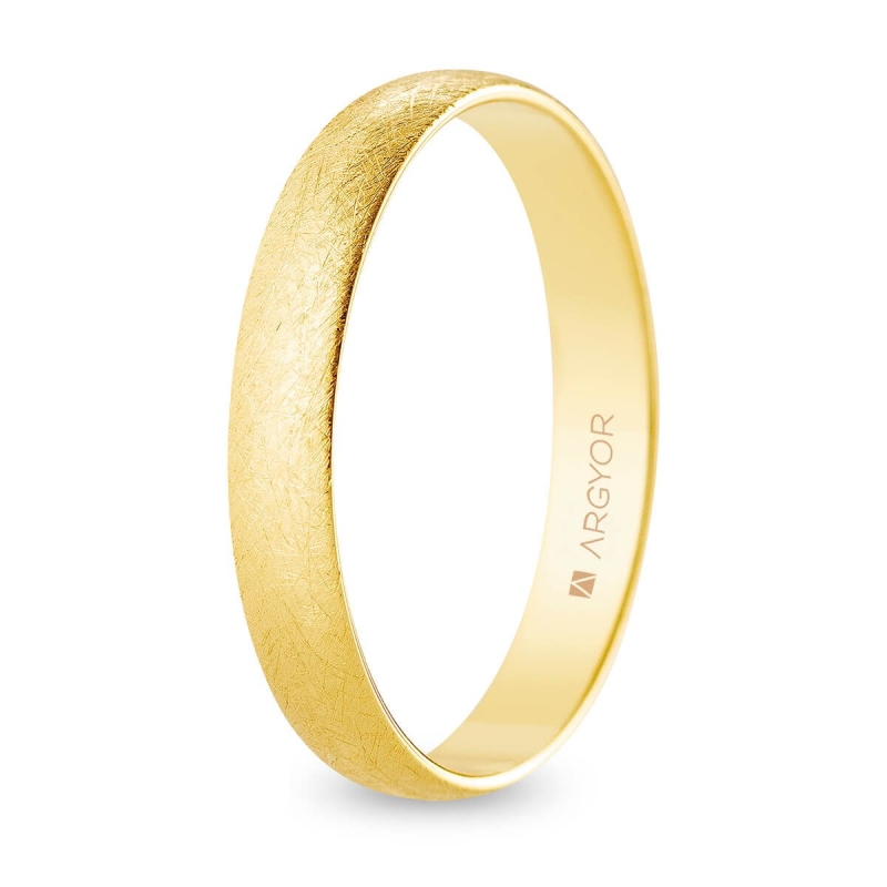 Alianza de boda oro amarillo 9k acabado hielo interior plano 3.5 mm