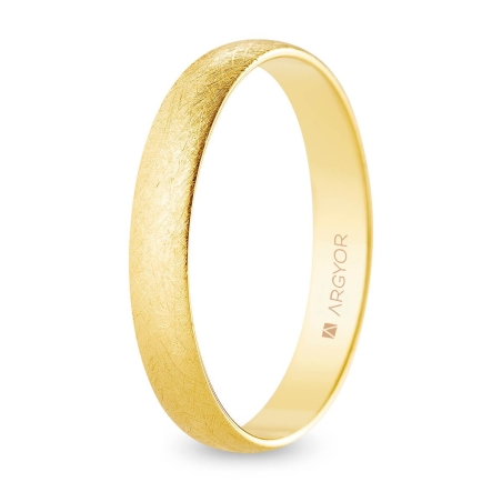 Alianza de boda oro amarillo 9k acabado hielo interior plano 3.5 mm