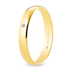 Alianza de boda oro amarillo 9k acabado pulido con diamante interior plano 3.5 mm