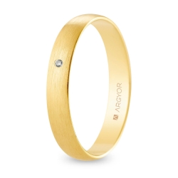 Alianza de boda oro amarillo 9k acabado satinado con diamante interior plano 3.5 mm