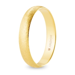 Alianza de boda media caña oro amarillo 9k acabado hielo 4mm
