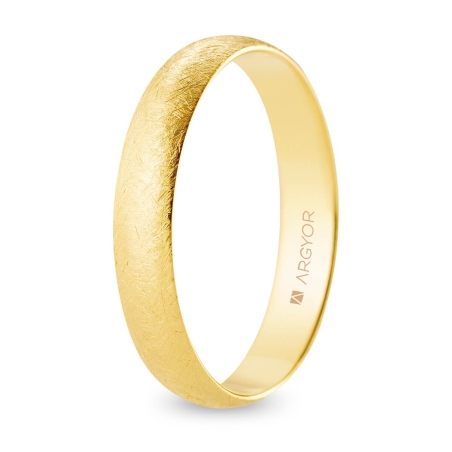 Alianza de boda media caña oro amarillo 9k acabado hielo 4mm