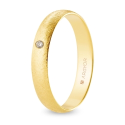 Alianza de boda oro amarillo 9k acabado hielo con diamante 4 mm