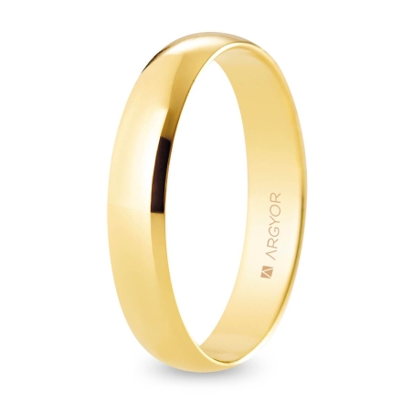 Alianza de boda media caña oro amarillo 9k acabado pulido 4mm