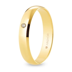 Alianza de boda oro amarillo 9k acabado pulido con diamante 4 mm