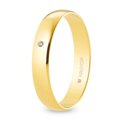 Alianza de boda oro amarillo 9k acabado pulido con diamante interior plano 4 mm