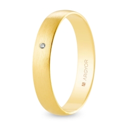 Alianza de boda oro amarillo 9k acabado satinado con diamante interior plano 4 mm