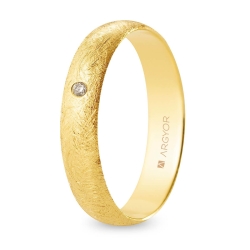 Alianza de boda oro amarillo 9k acabado hielo con diamante 4.5 mm