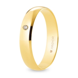 Alianza de boda oro amarillo 9k acabado pulido con diamante 4.5 mm