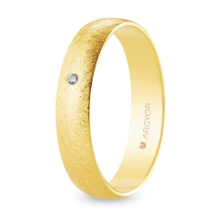 Alianza de boda oro amarillo 9k acabado hielo con diamante interior plano 4.5 mm