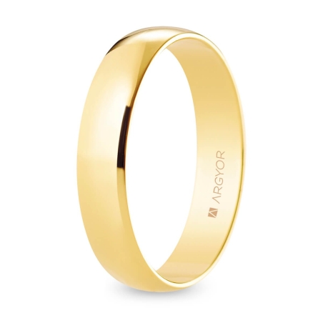 Alianza de boda oro amarillo 9k acabado pulido interior plano 4.5 mm