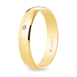 Alianza de boda oro amarillo 9k acabado pulido con diamante interior plano 4.5 mm